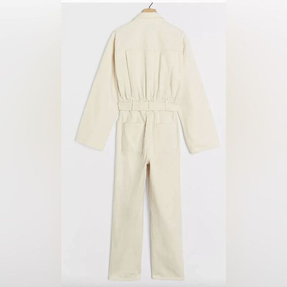 Agolde Tatum Ivory Denim Utility Jumpsuit Long Sleeve Buttons Sz Small (Not Belt - Picture 3 of 16